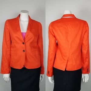 J. Crew Factory Schoolboy Linen Blazer in Red Orange Size 4